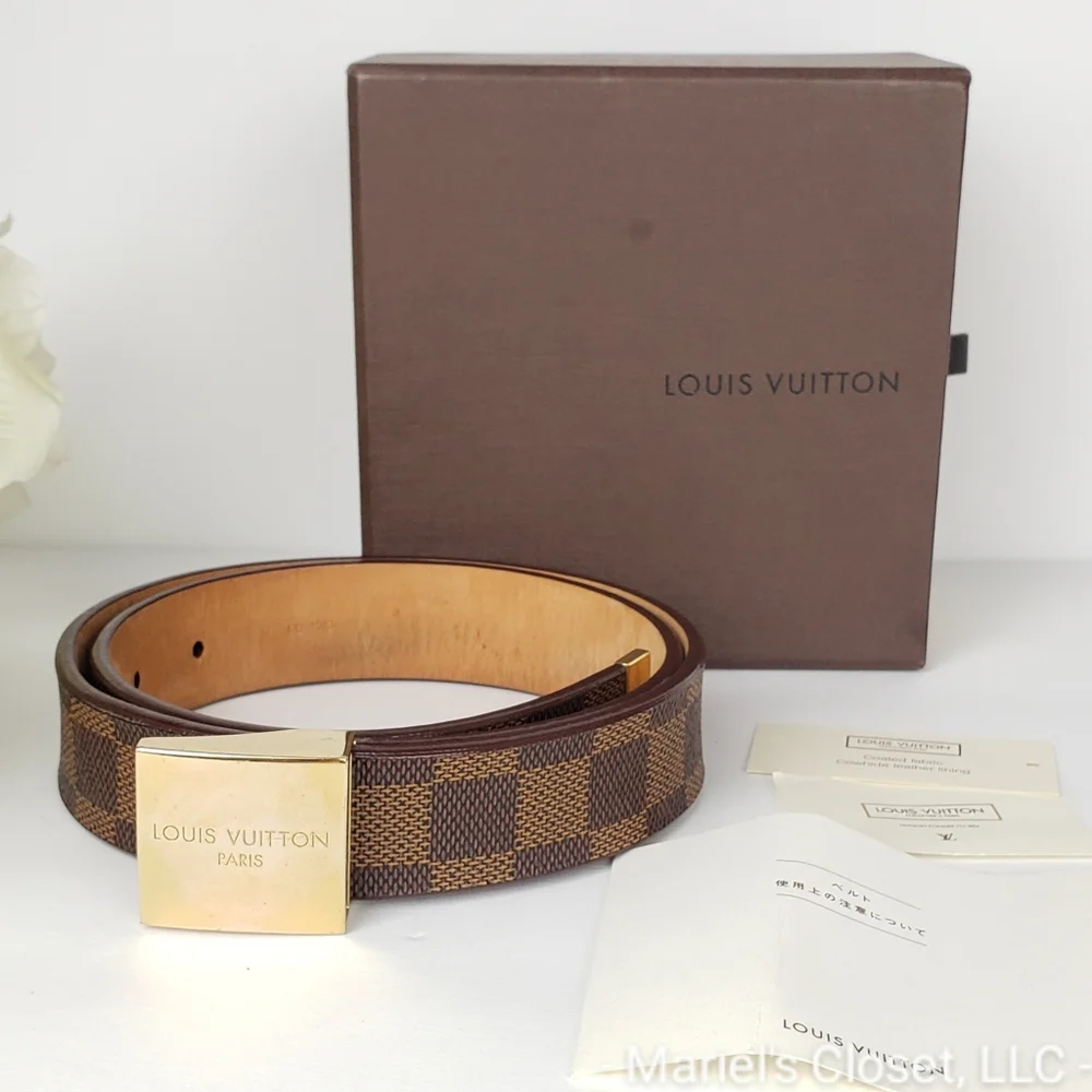 Authentic Louis Vuitton Damier Ebene Buckle Belt with Box #2616M - Picture 1 of 7